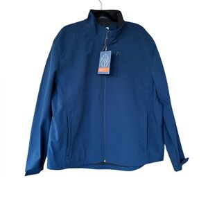 NWT St. John's Bay Men's XXL Soft Shell Jacket Navy Water Resistant Windproof